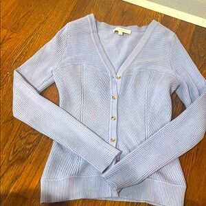 Favorite Daughter Blue Ribbed Cardigan Sweater